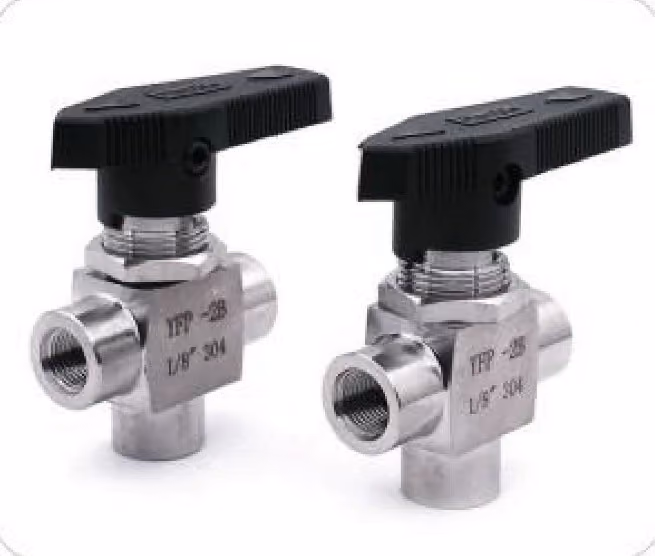 Female 3-Way Ball Valve — FerruleX stainless steel fittings