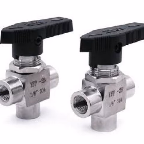 Female 3-Way Ball Valve — FerruleX stainless steel fittings