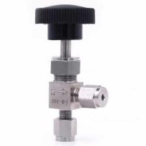 Angle Compression Needle Valve — FerruleX stainless steel fittings