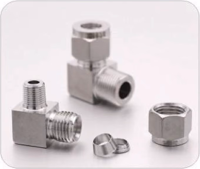 Compression male elbow connector — catalog sample